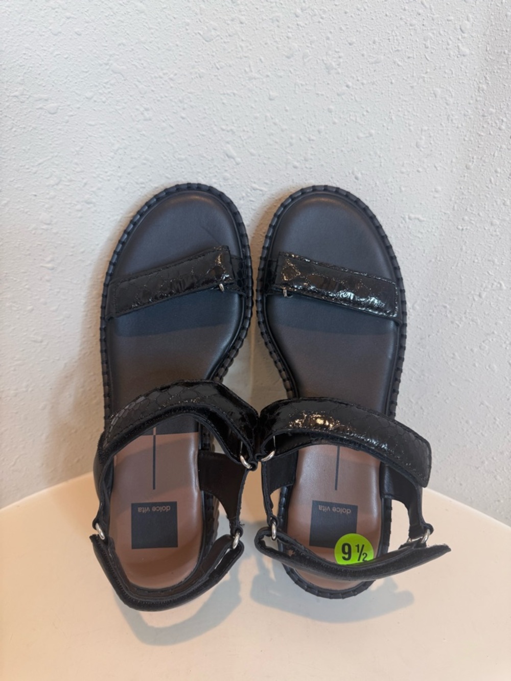 Dolce Vita Debra Embossed Leather Black Croc Platform Sandal Size 9.5 NWT - Picture 11 of 16